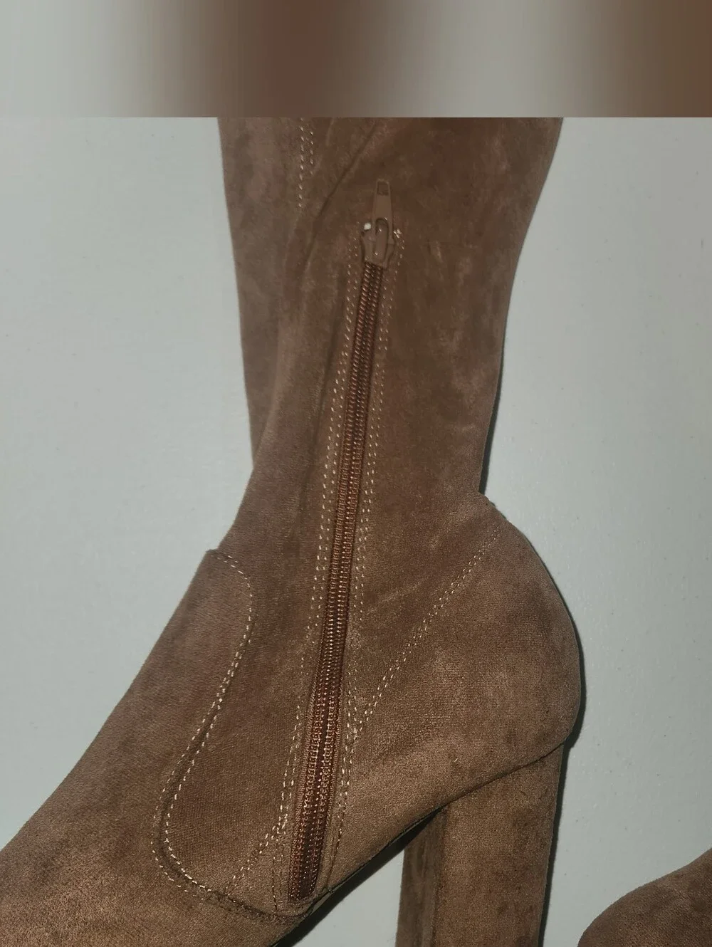 Forever 21 Brown Soft Faux Suede   Over The Knee Boots Block Heels Size 8